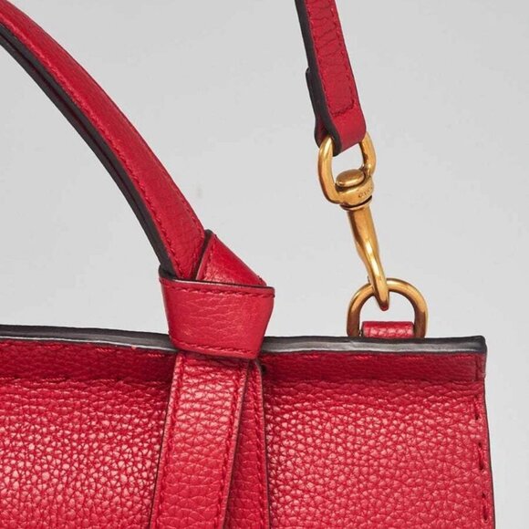 Gucci Red Pebbled Leather Marmont Top Handle Bag - Picture 11 of 12